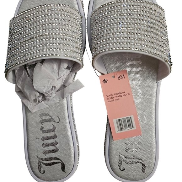 Juicy Couture Womens White Multi Rhinestone Slide Sandals Size 8M - Picture 4 of 6